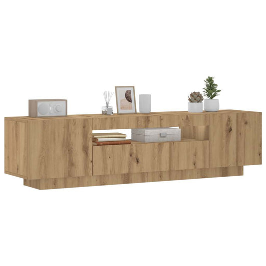 vidaXL TV Cabinet with LED Lights Artisan Oak 160x35x40 cm Engineered Wood