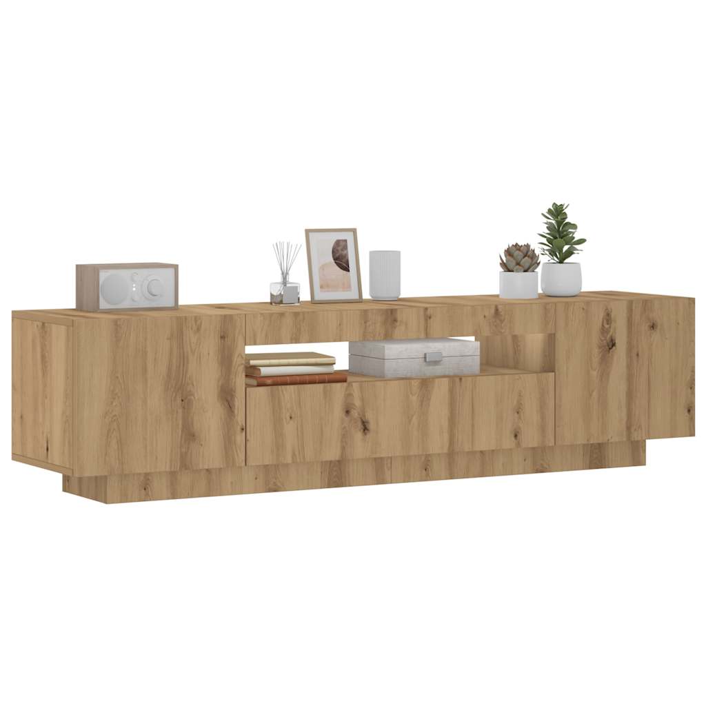 TV Cabinet with LED Lights Artisian Oak 160x35x40 cm Engineered Wood