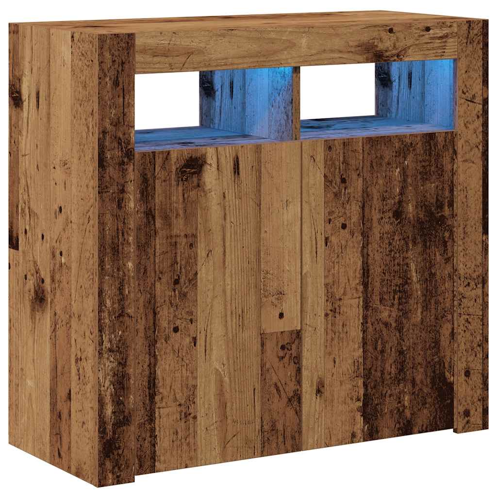 Sideboard with LED Lights Old Wood 80x35x75 cm Engineered Wood
