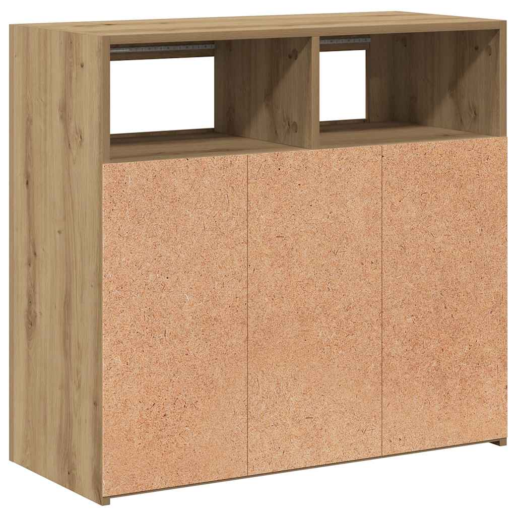 Sideboard with LED Lights Artisan Oak 80x35x75 cm