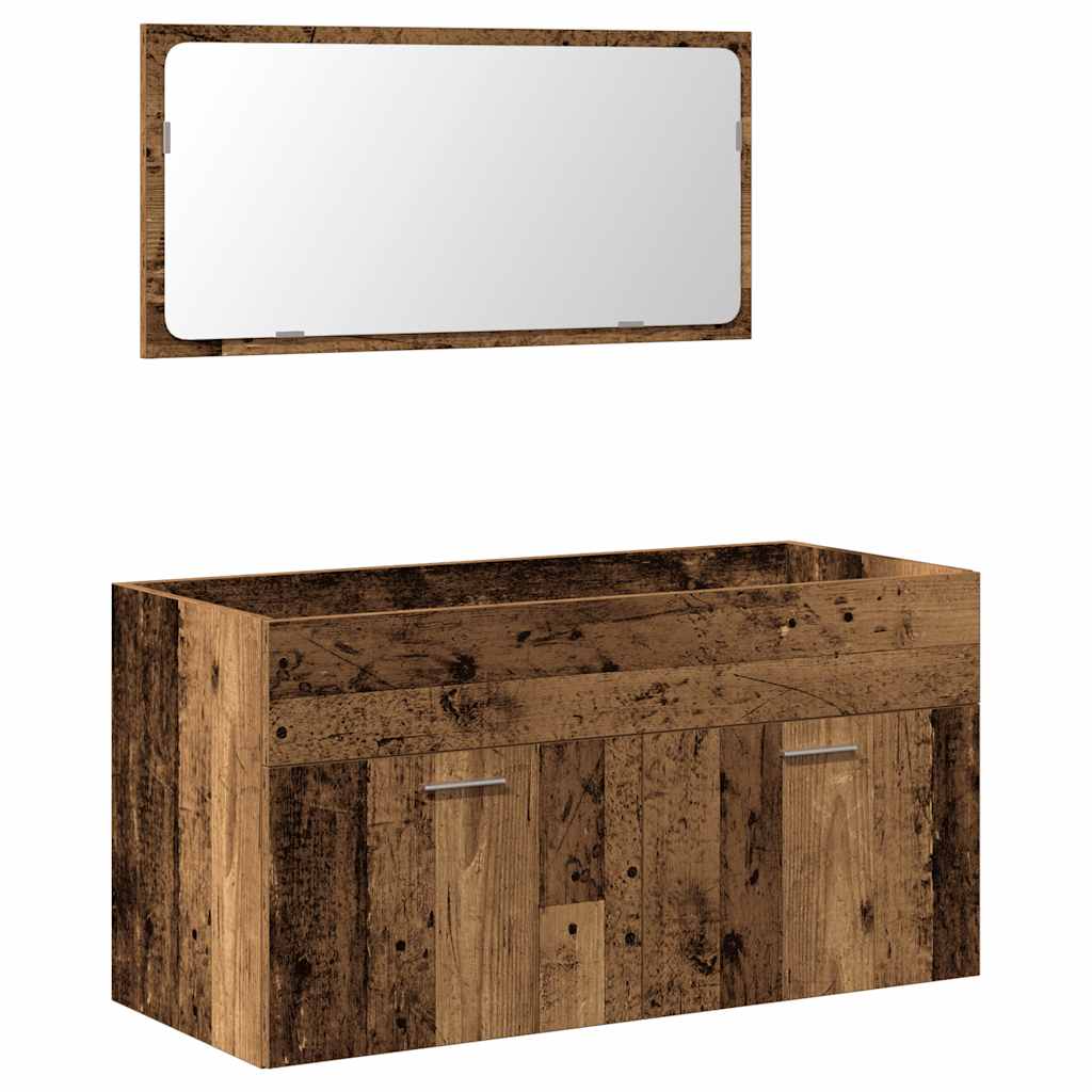 Bathroom Cabinet with Mirror Old Wood Engineered Wood