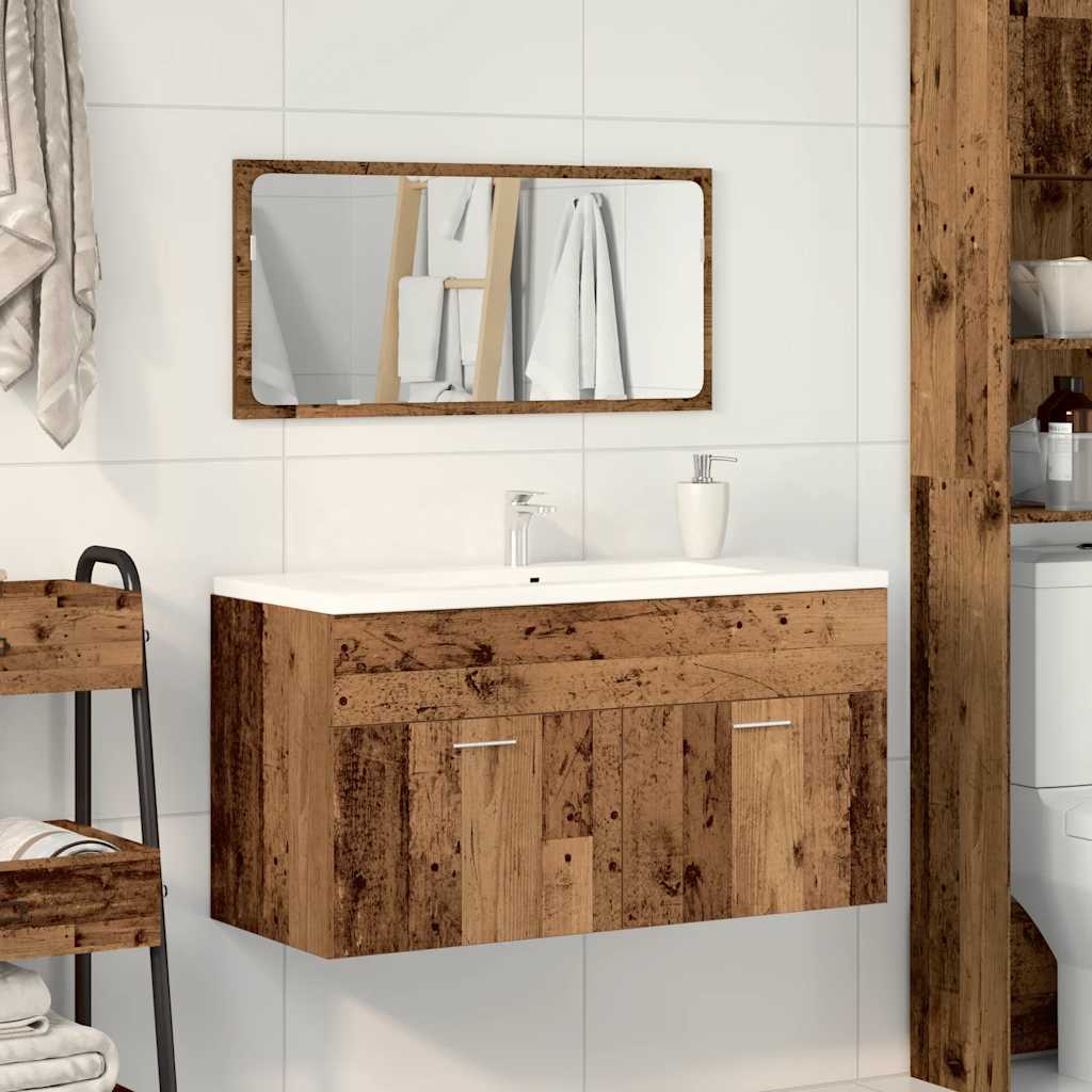 Bathroom Cabinet with Mirror Old Wood Engineered Wood