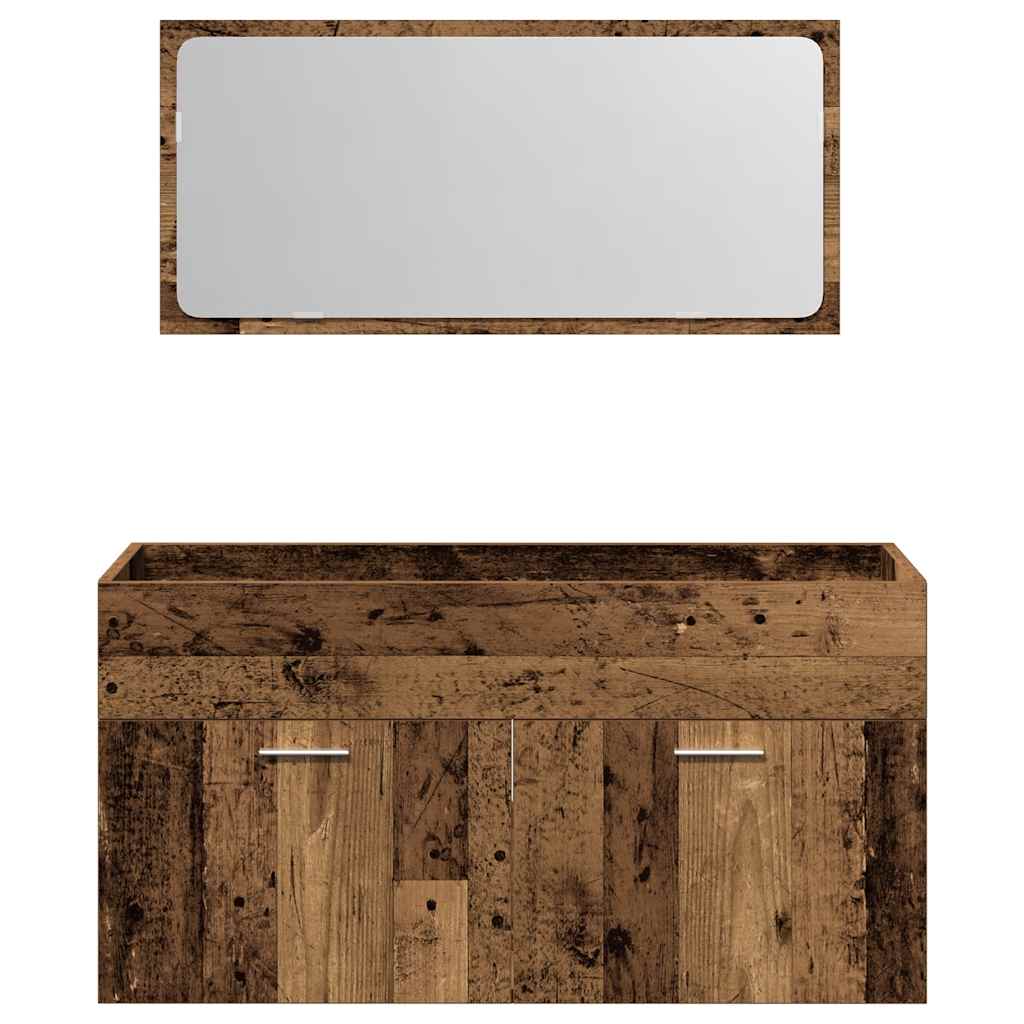 Bathroom Cabinet with Mirror Old Wood Engineered Wood