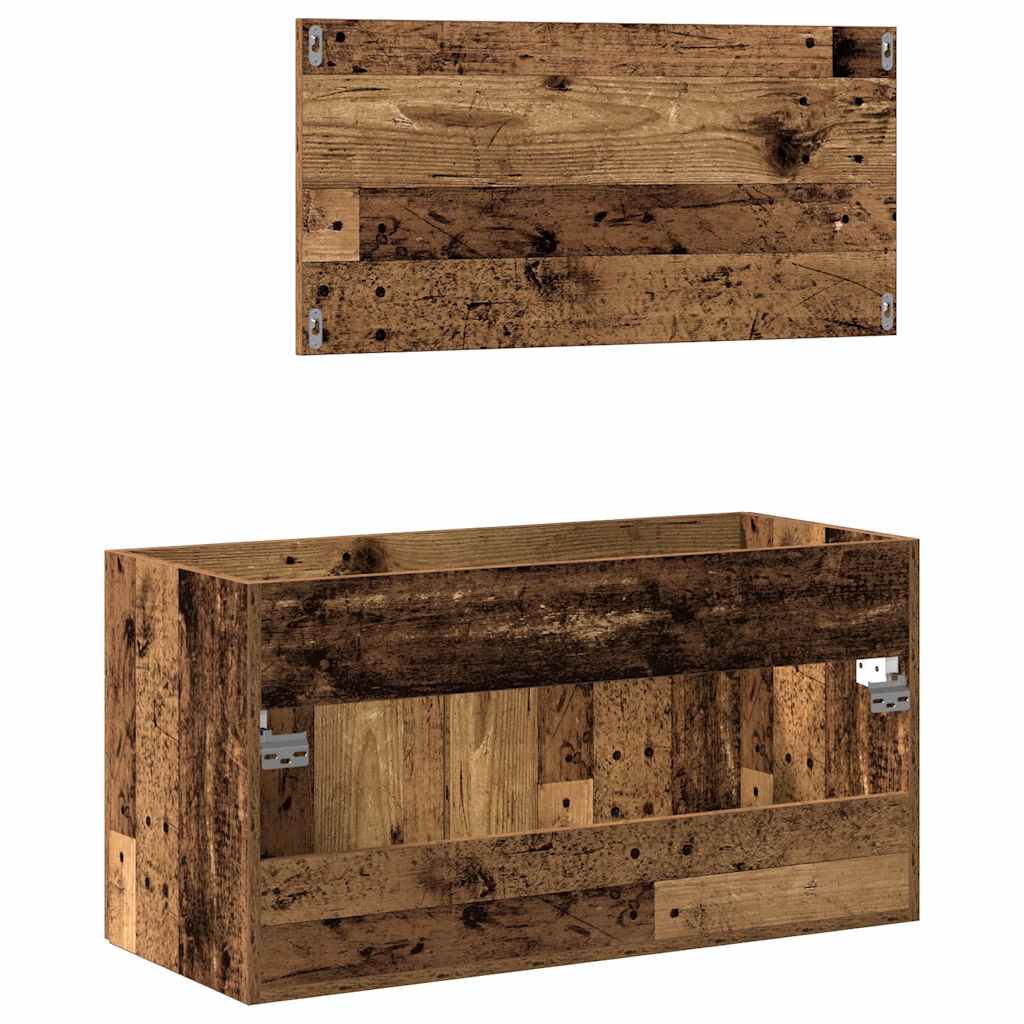 Bathroom Cabinet with Mirror Old Wood Engineered Wood