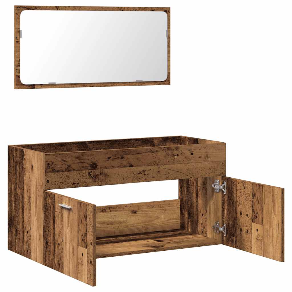 Bathroom Cabinet with Mirror Old Wood Engineered Wood