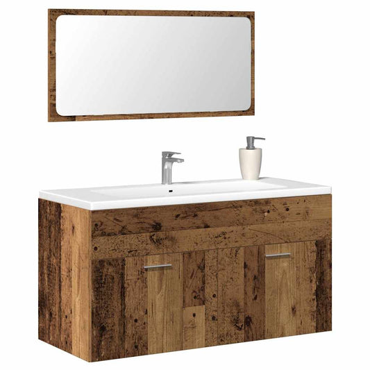 Bathroom Cabinet with Mirror Old Wood Engineered Wood