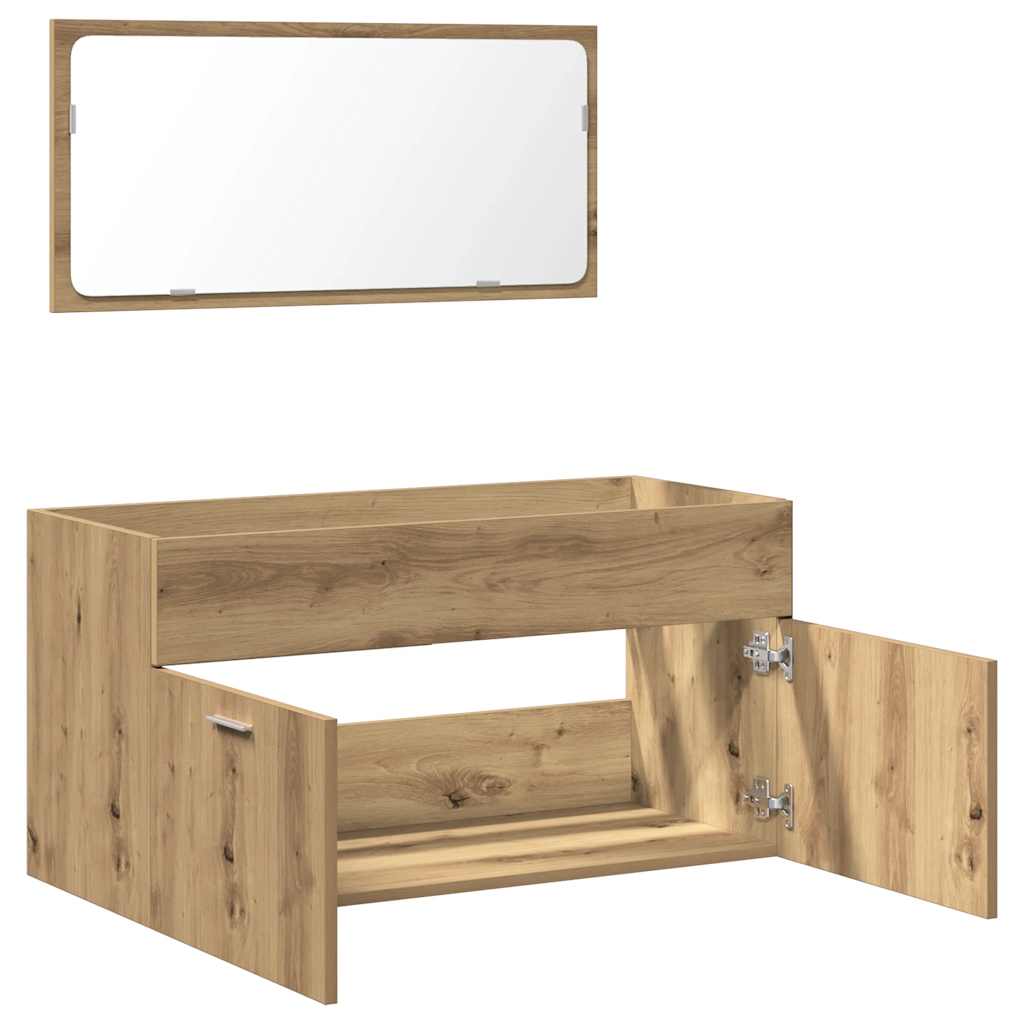 Bathroom Cabinet with Mirror Artisan Oak Engineered Wood