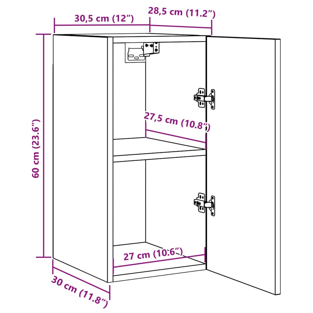 vidaXL TV Cabinets 2 pcs Old Wood 30.5x30x60 cm Engineered Wood