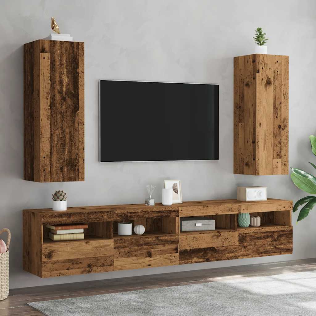 vidaXL TV Cabinets 2 pcs Old Wood 30.5x30x90 cm Engineered Wood