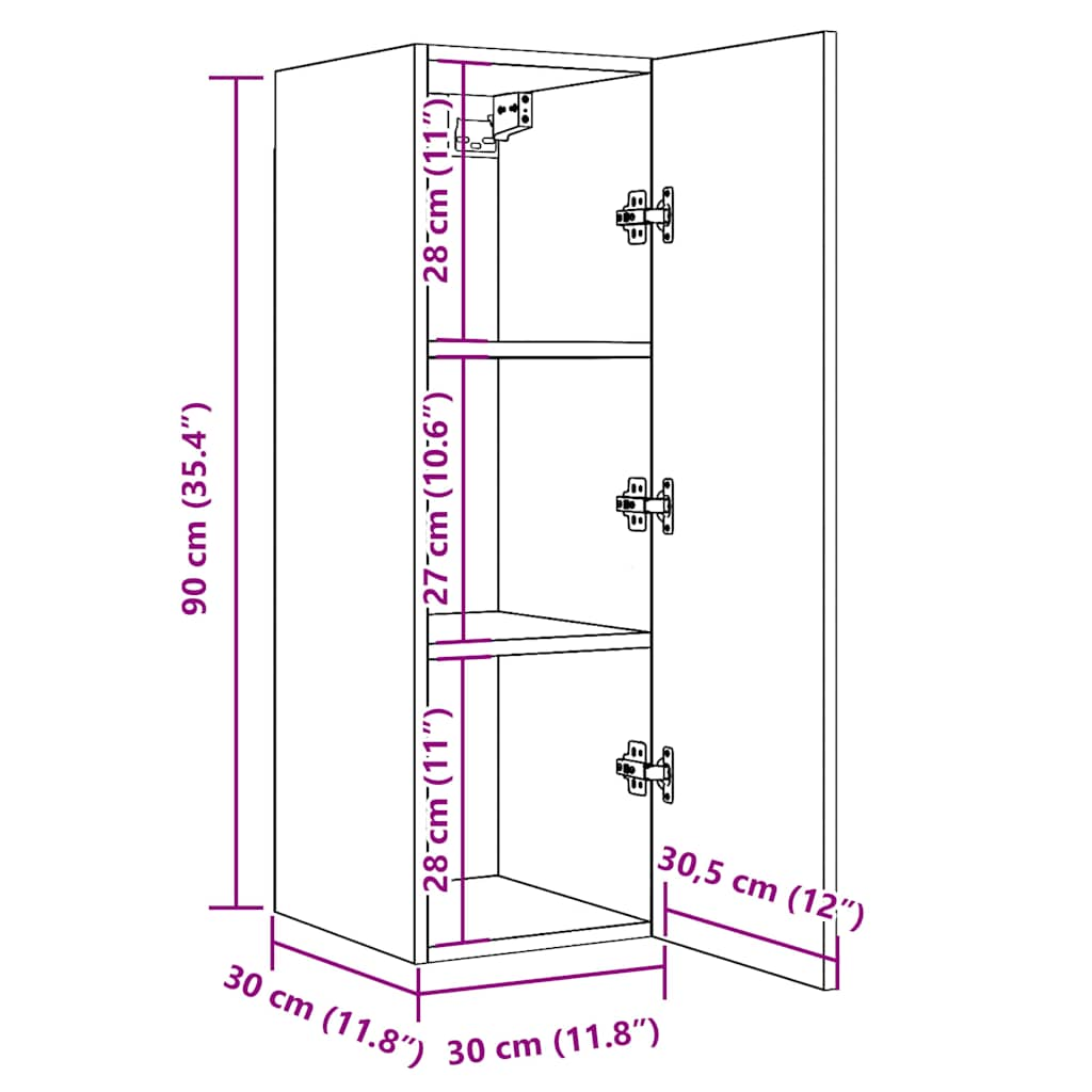 vidaXL TV Cabinets 2 pcs Old Wood 30.5x30x90 cm Engineered Wood