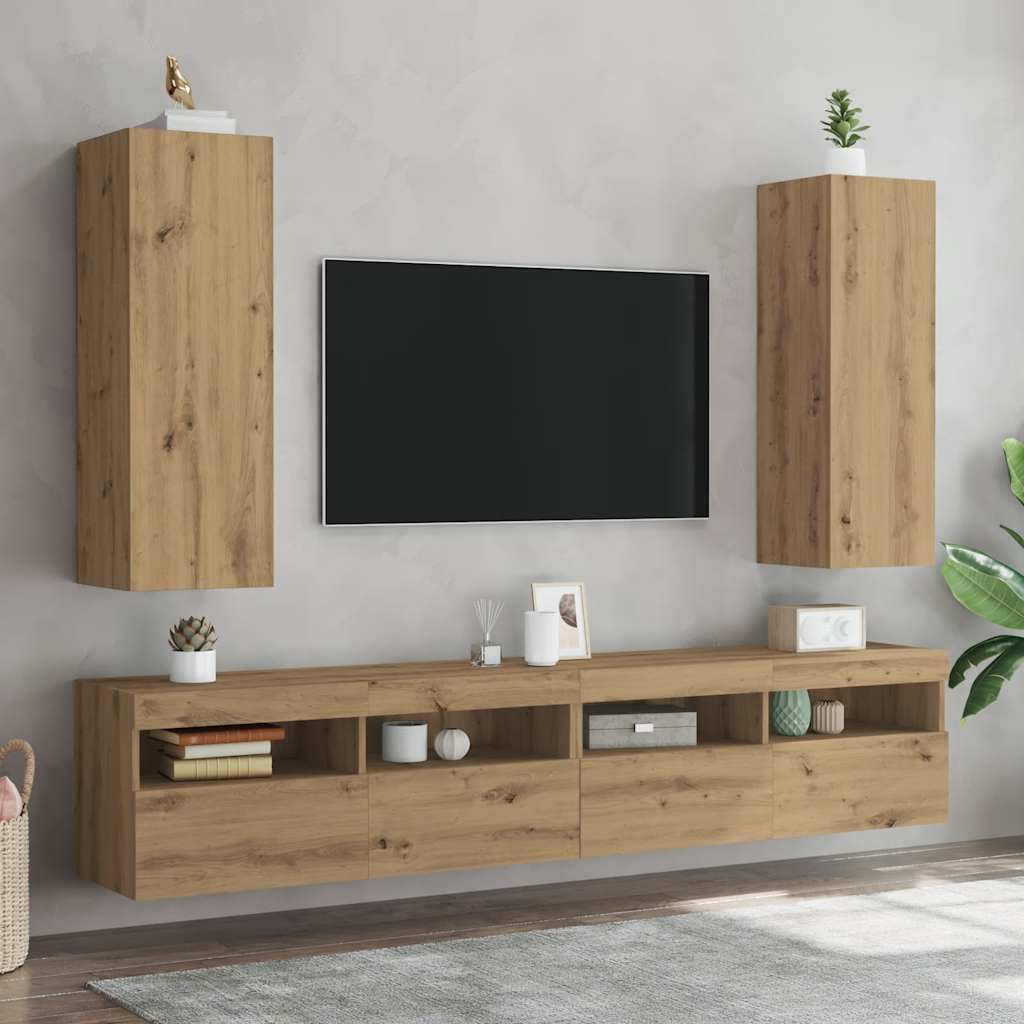 2 Piece TV Cabinet Set Artisan Oak 30,5x30x90 cm Engineered Wood