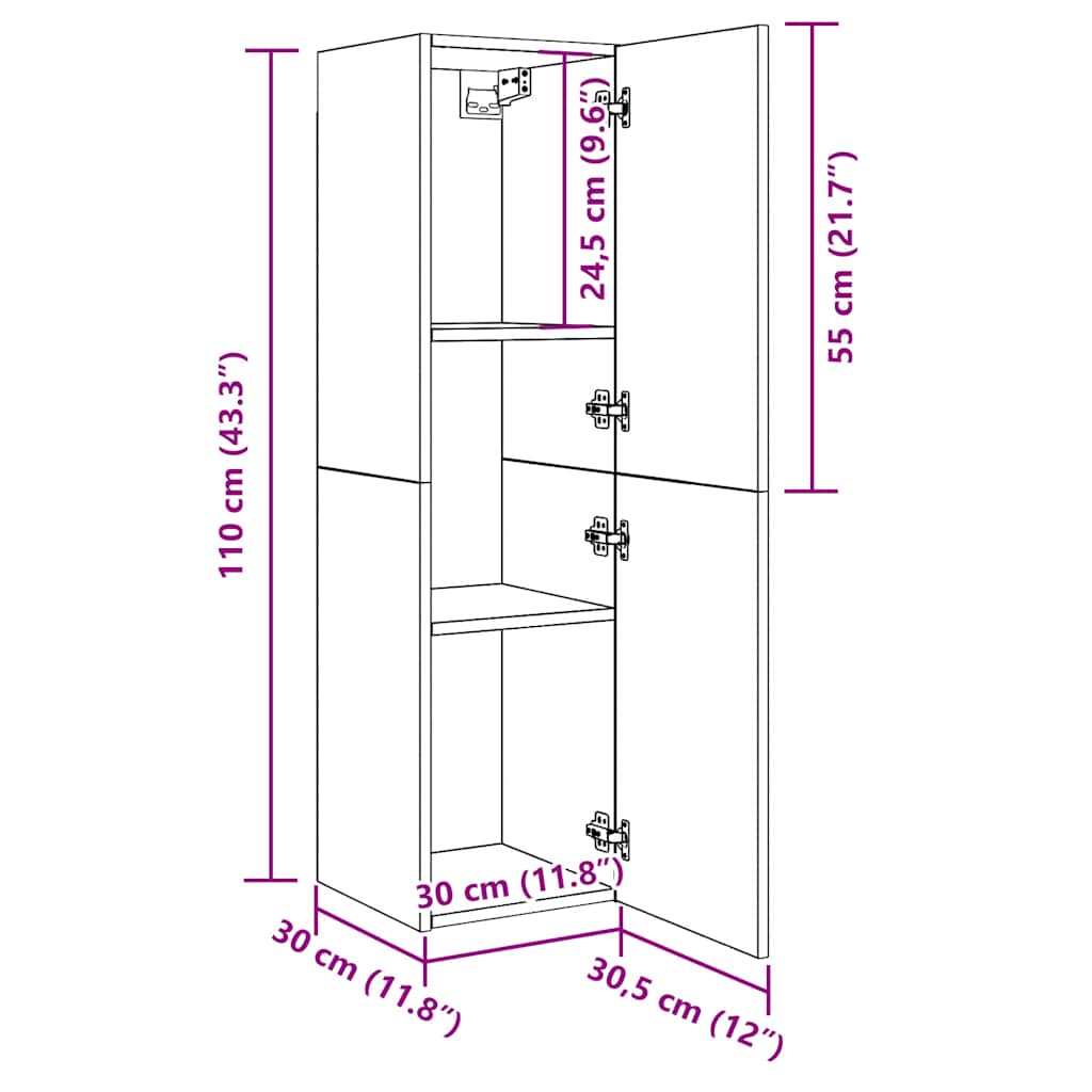 TV Cabinet Old Wood 30,5x30x110 cm Engineered Wood