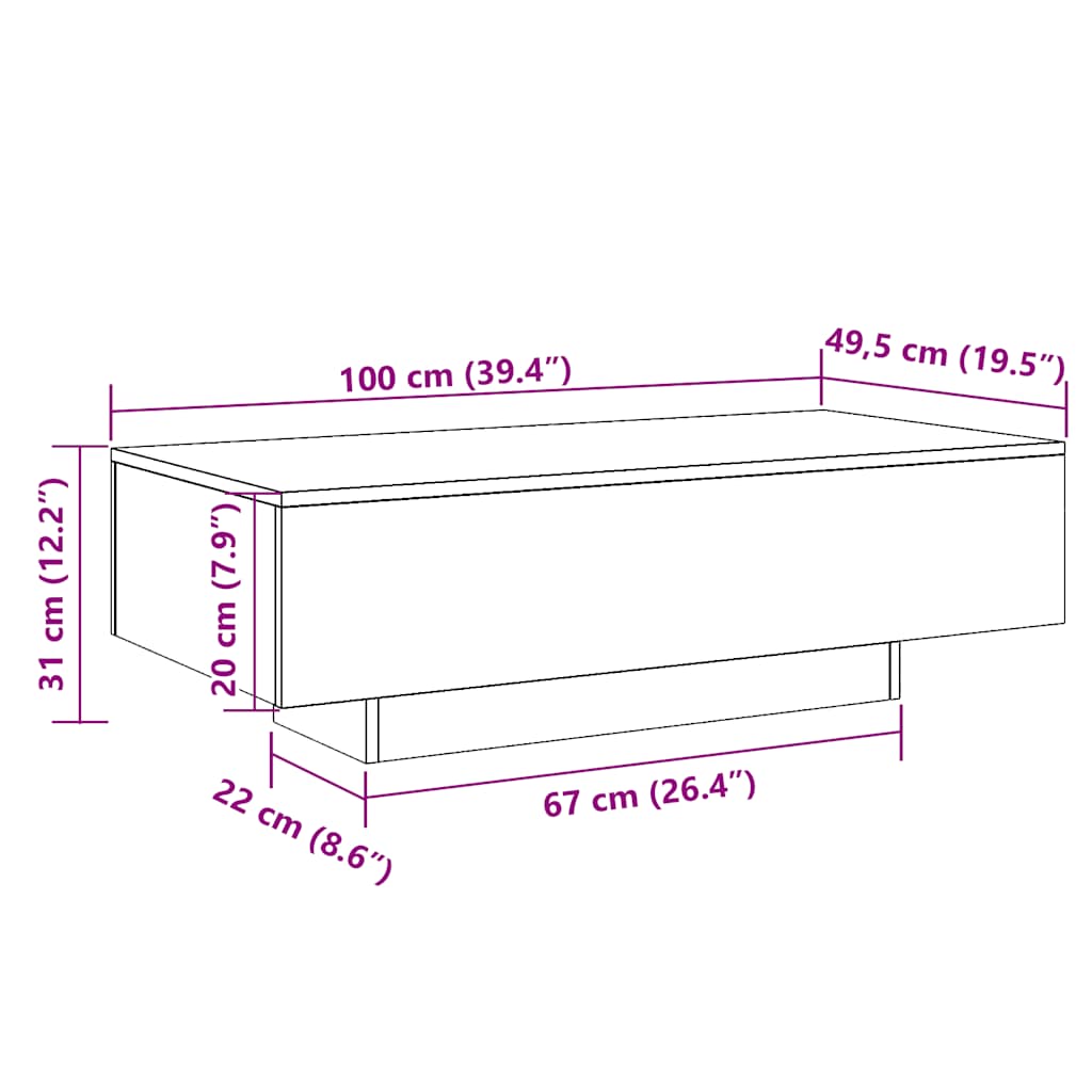 Coffee Table Old Wood 100x49,5x31 cm Engineered Wood