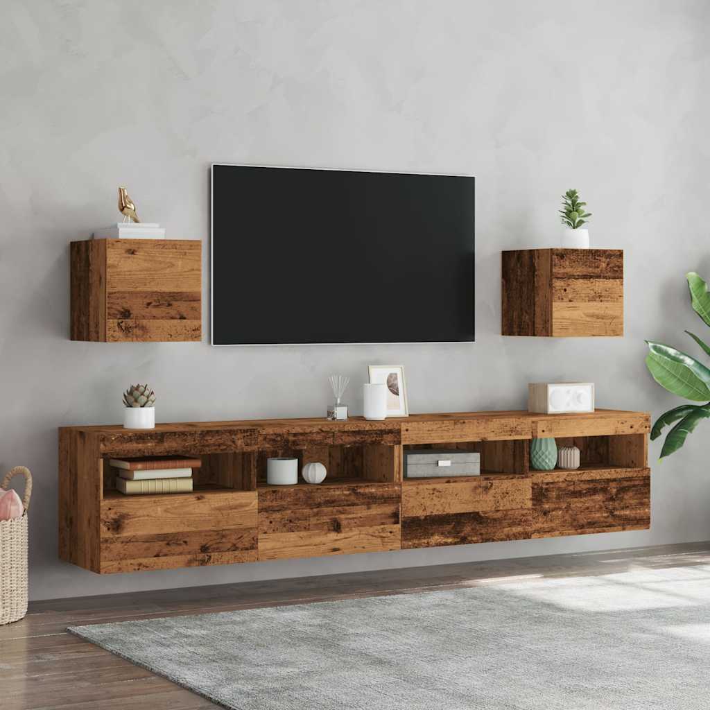 vidaXL Wall Mounted TV Cabinet 2 pcs Old Wood 30.5x30x30 cm