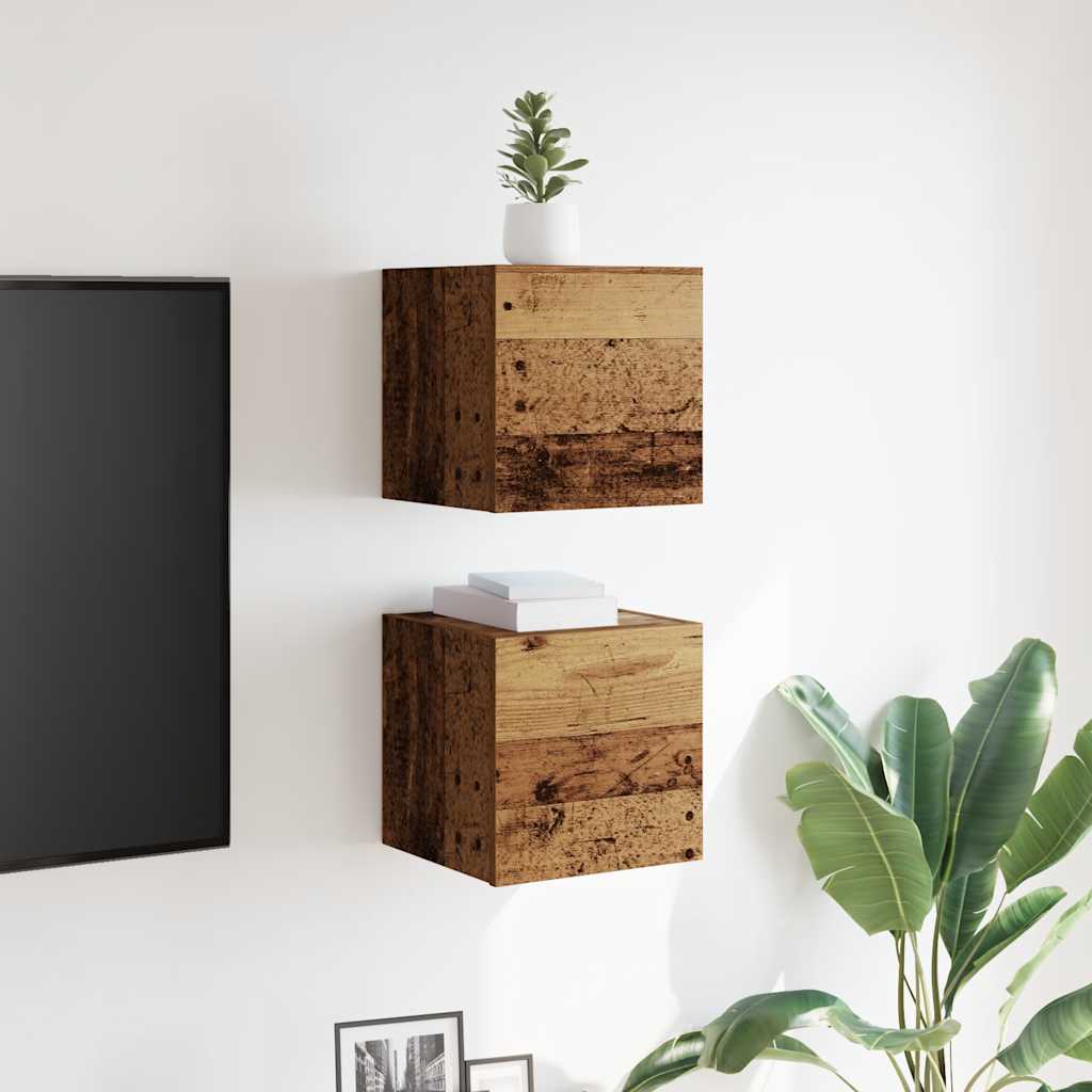 2 Piece Wall-mounted TV Cabinet Set Old Wood 30,5x30x30 cm