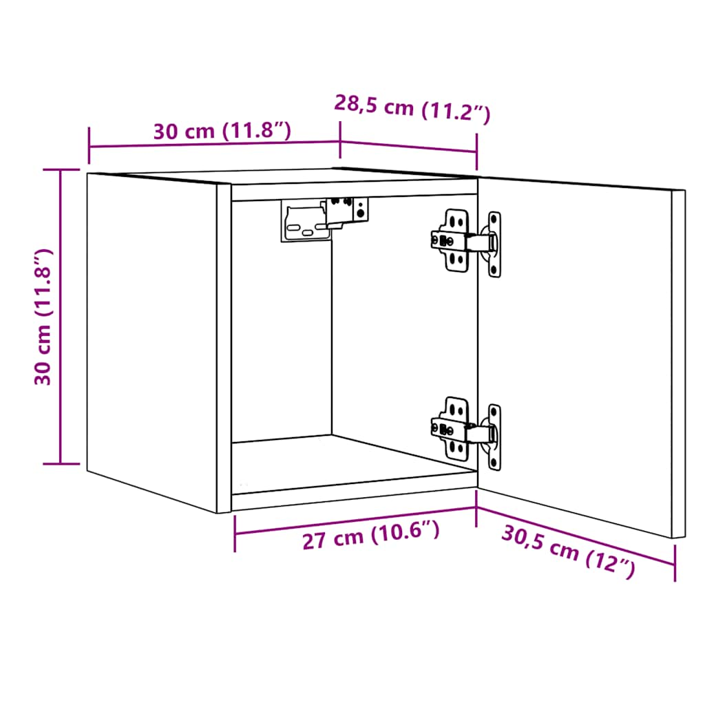 vidaXL Wall Mounted TV Cabinet 2 pcs Old Wood 30.5x30x30 cm