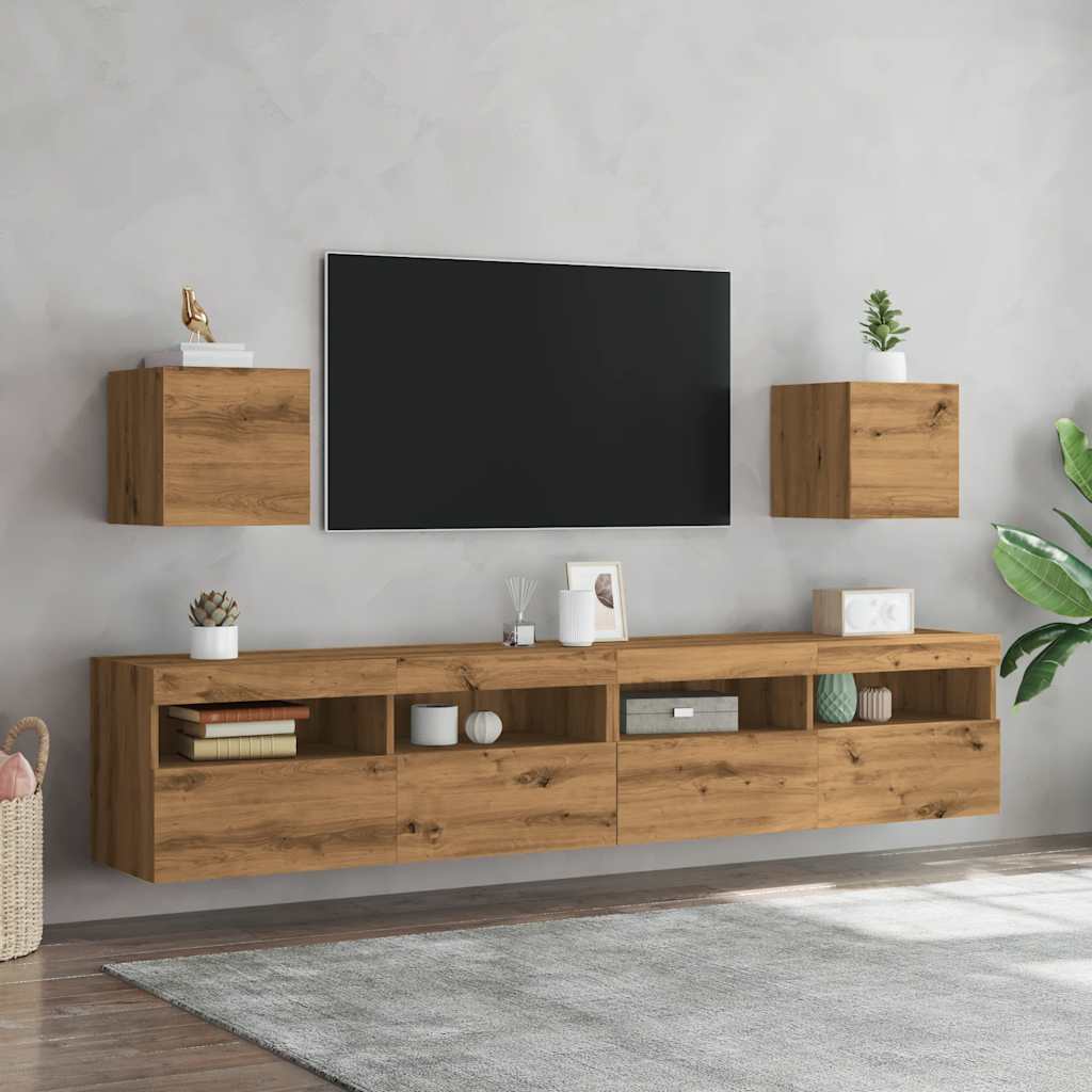 vidaXL Wall Mounted TV Cabinet 2 pcs Artisan Oak 30.5x30x30 cm