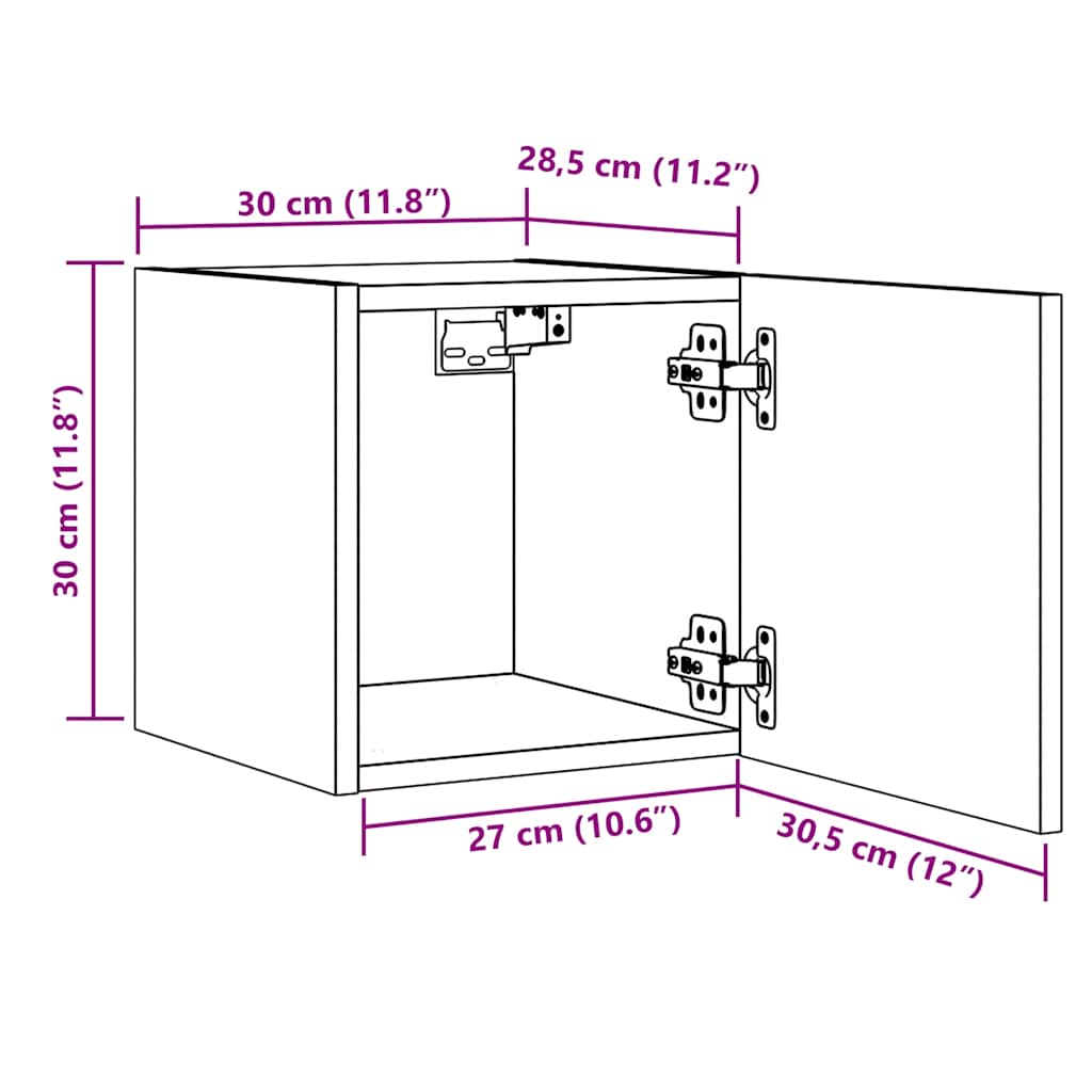 vidaXL Wall Mounted TV Cabinet 2 pcs Artisan Oak 30.5x30x30 cm