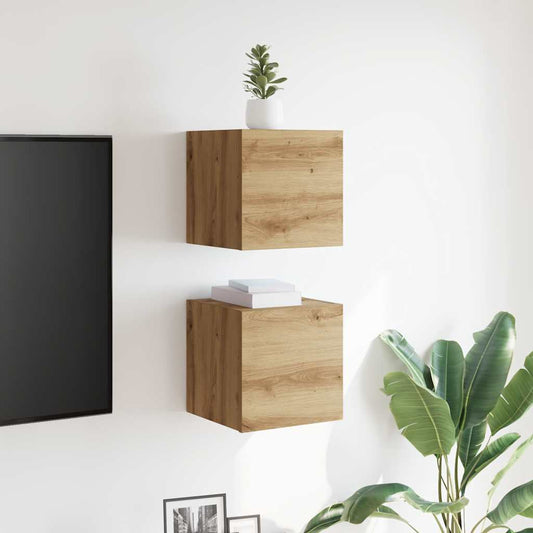 2 Piece Wall-mounted TV Cabinet Set Artisan Oak 30,5x30x30 cm