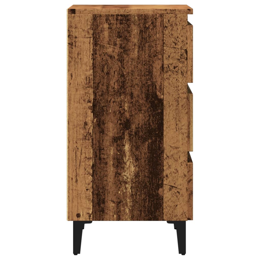 vidaXL Bed Cabinet with Metal Legs Old Wood 40x35x69 cm