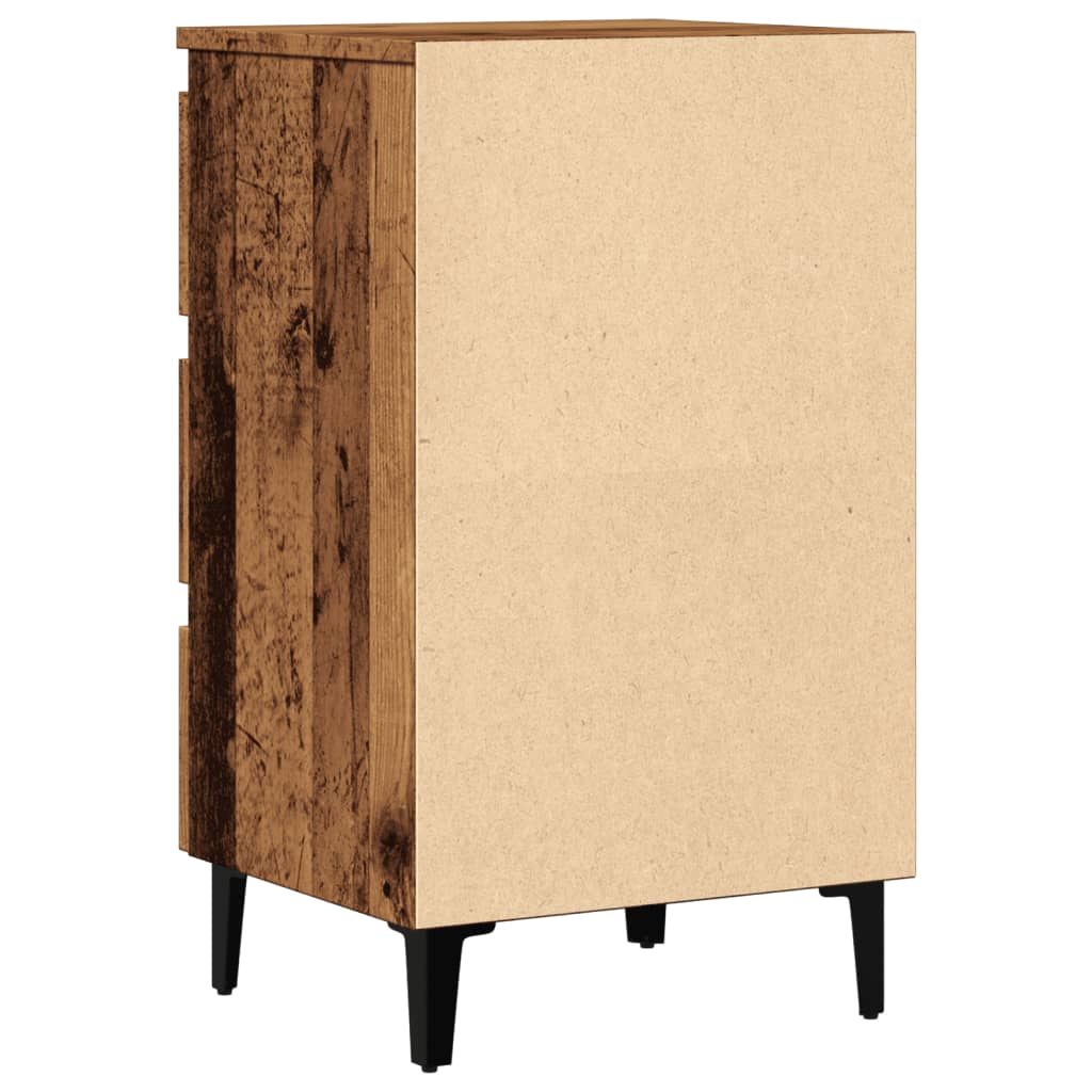 vidaXL Bed Cabinet with Metal Legs Old Wood 40x35x69 cm