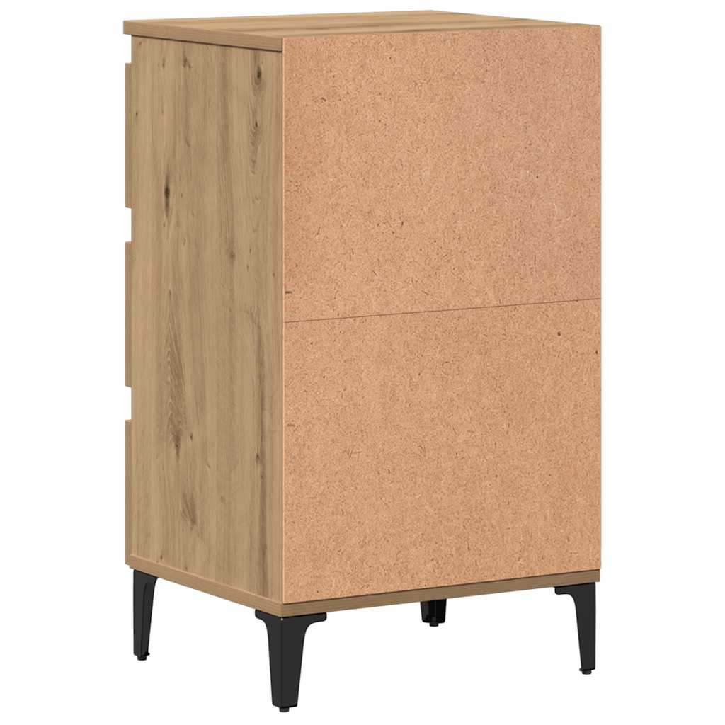 Bed Cabinet with Metal Legs Artisan Oak 40x35x69 cm