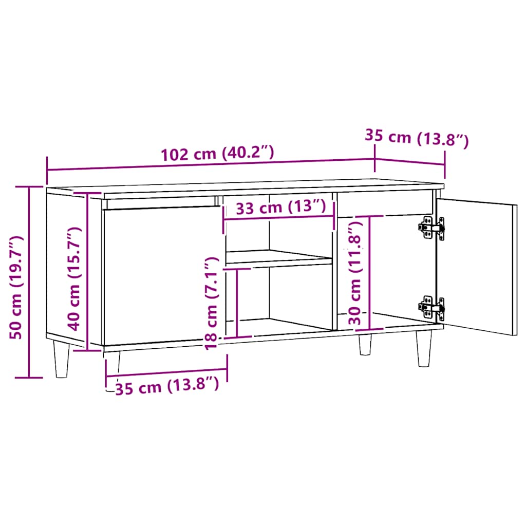 TV Cabinet Artisan Oak 102x35x50 cm Engineered Wood