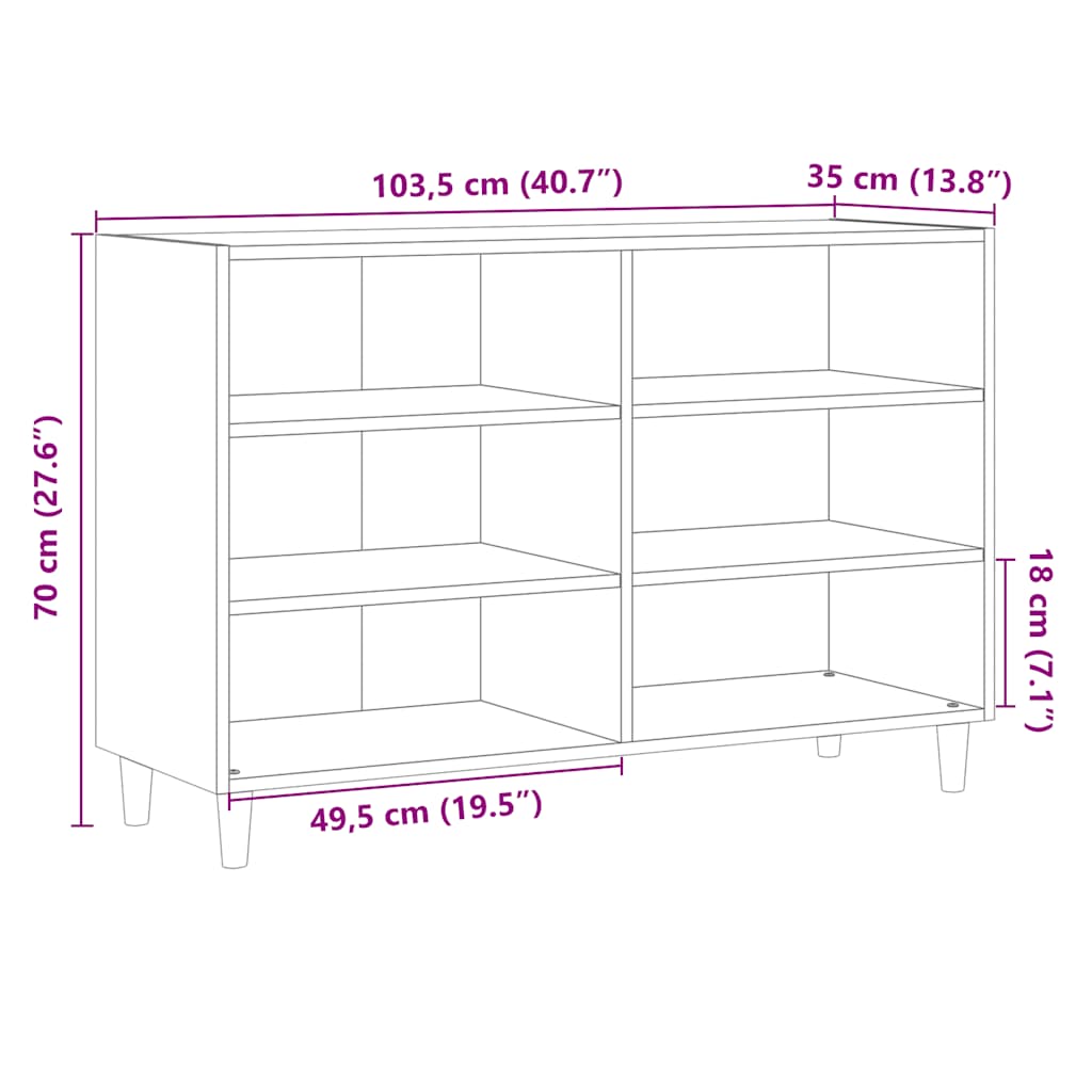 Sideboard Artisian Oak 103.5x35x70 cm Engineered Wood