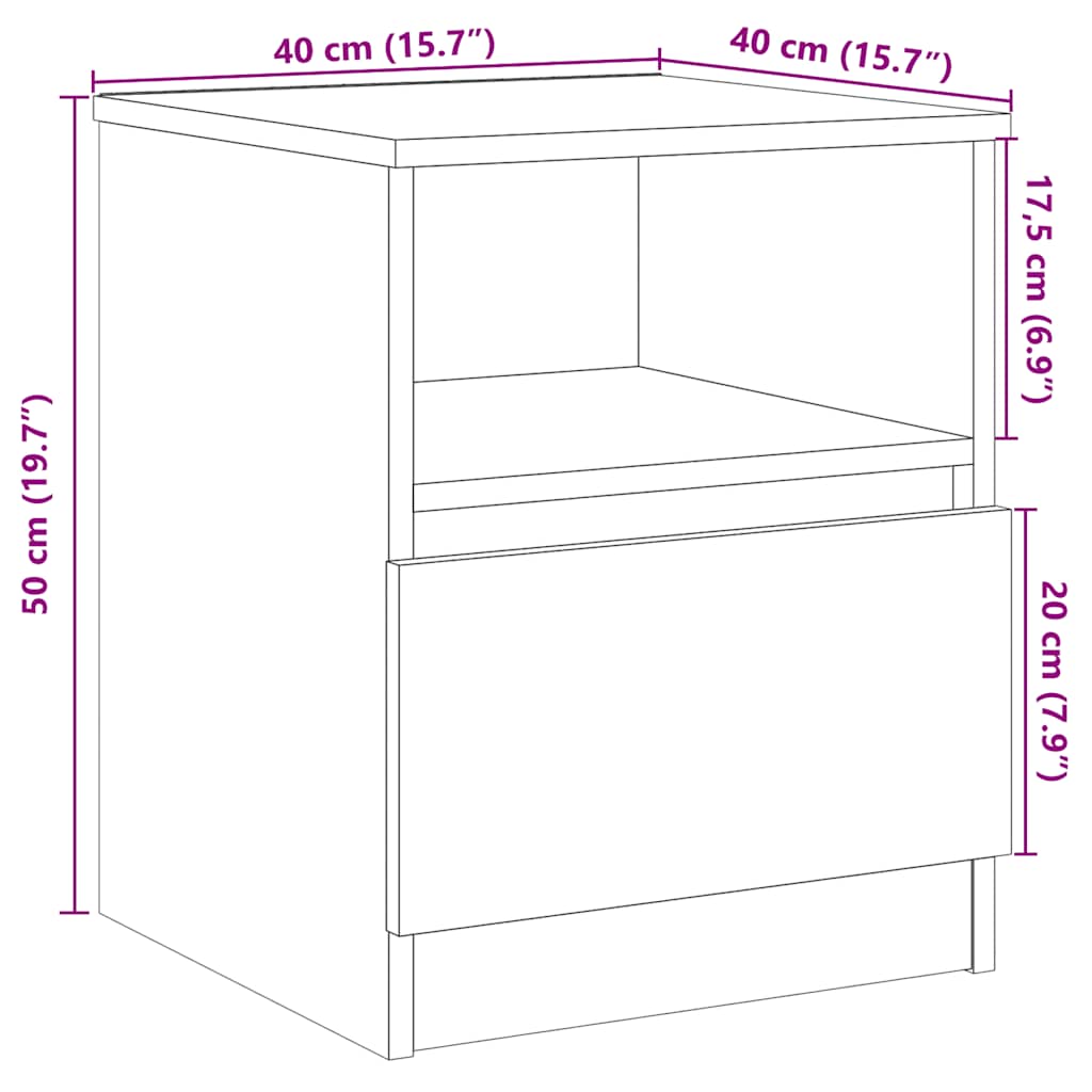 Bedside Cabinet Old Wood 40x40x50 cm Engineered Wood