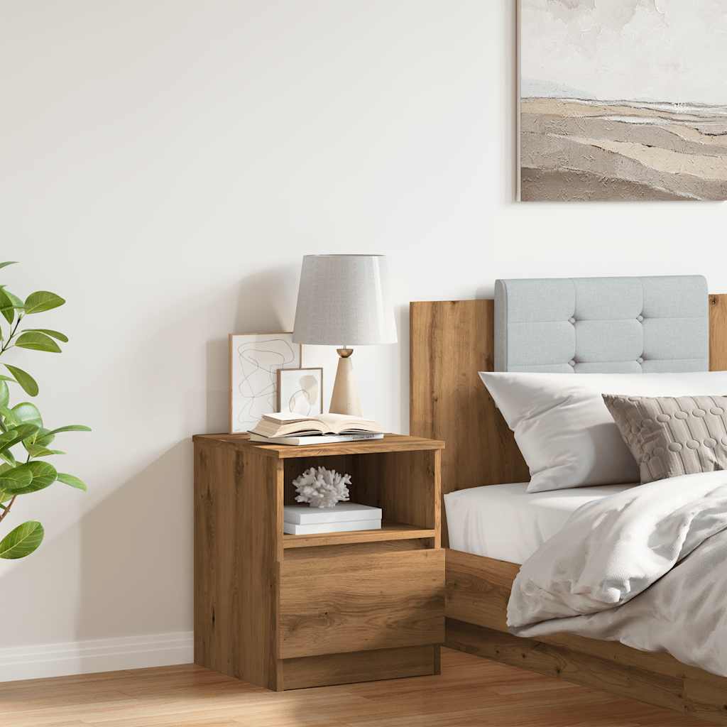 vidaXL Bedside Cabinet Artisan Oak 40x40x50 cm Engineered Wood