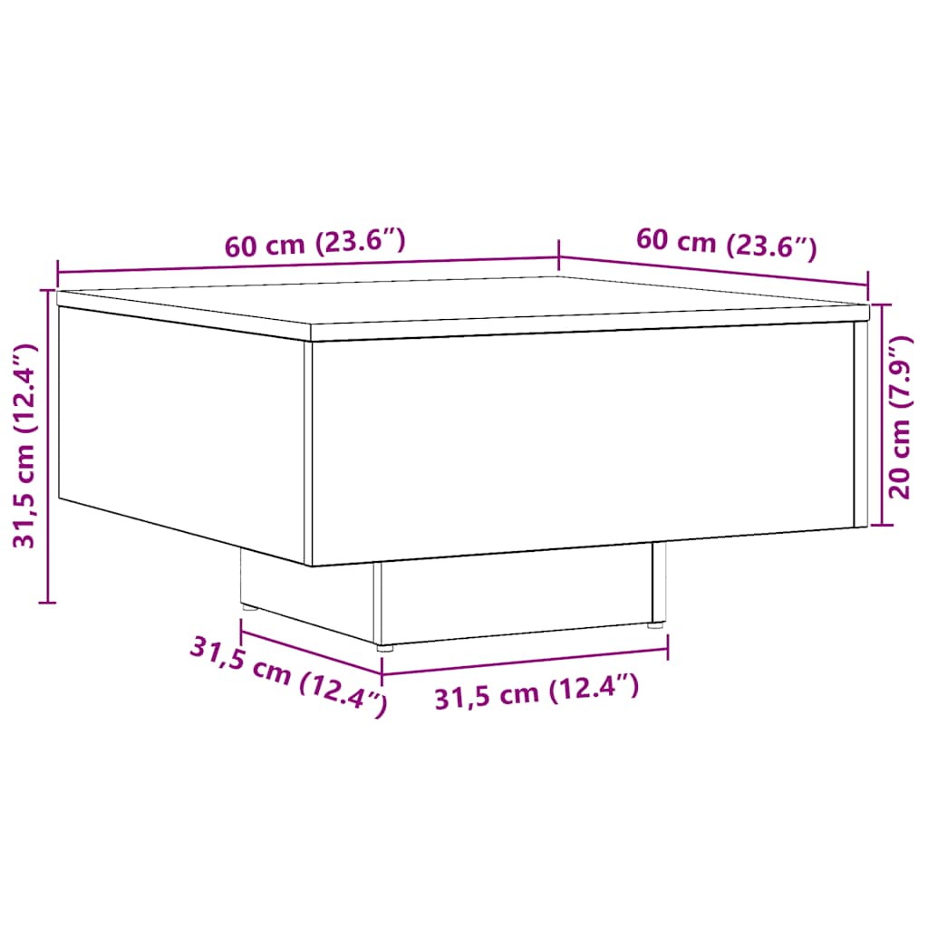 Coffee Table Artisan Oak 60x60x31,5 cm Engineered Wood