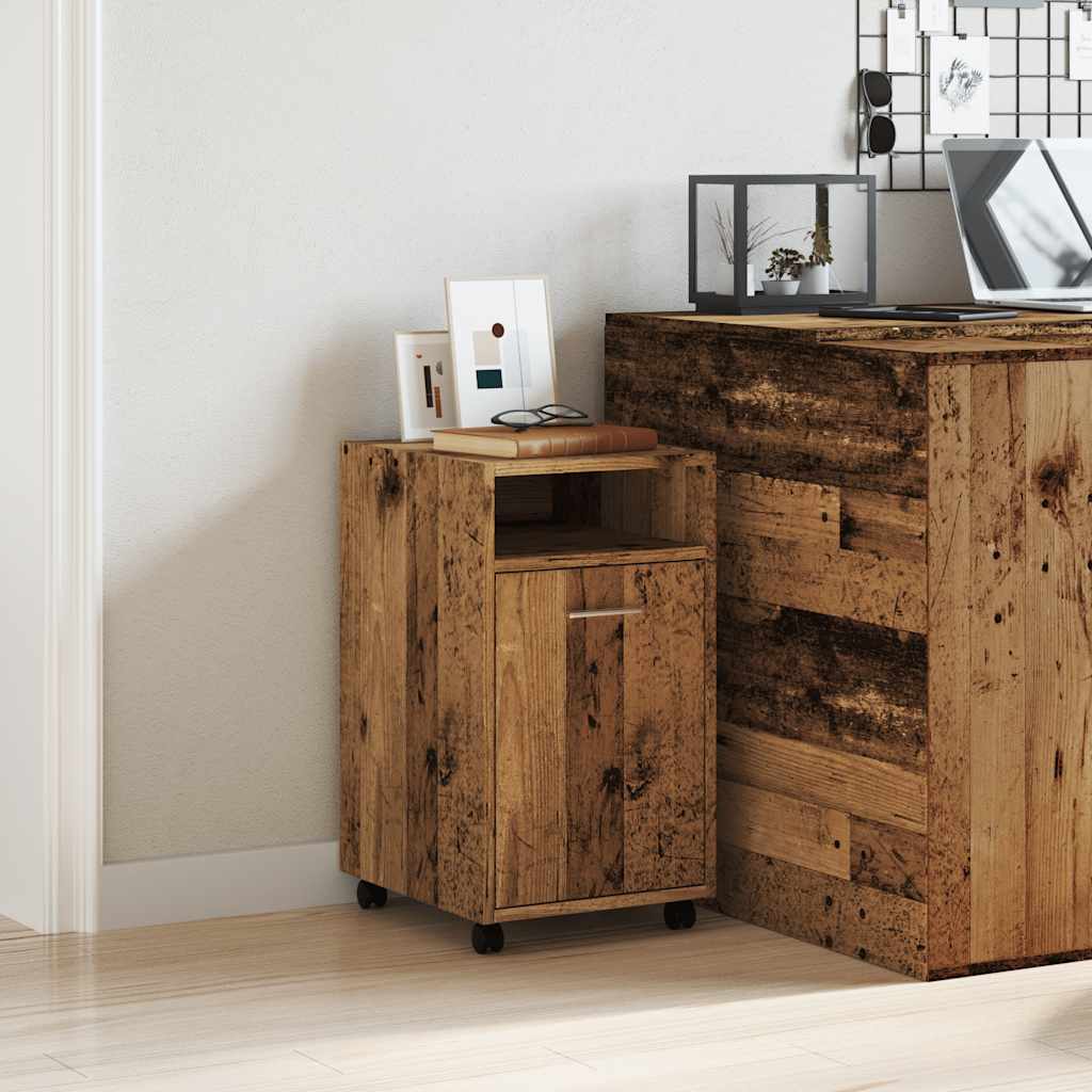 Cabinet with Wheels Old Wood 33x38x60 cm Engineered Wood