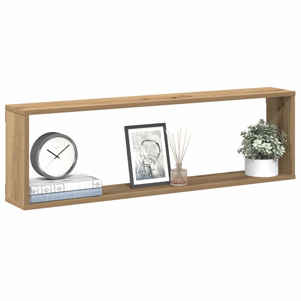 Wall Cube Shelves 2 pcs Artisan Oak 100x15x30 cm Engineered Wood