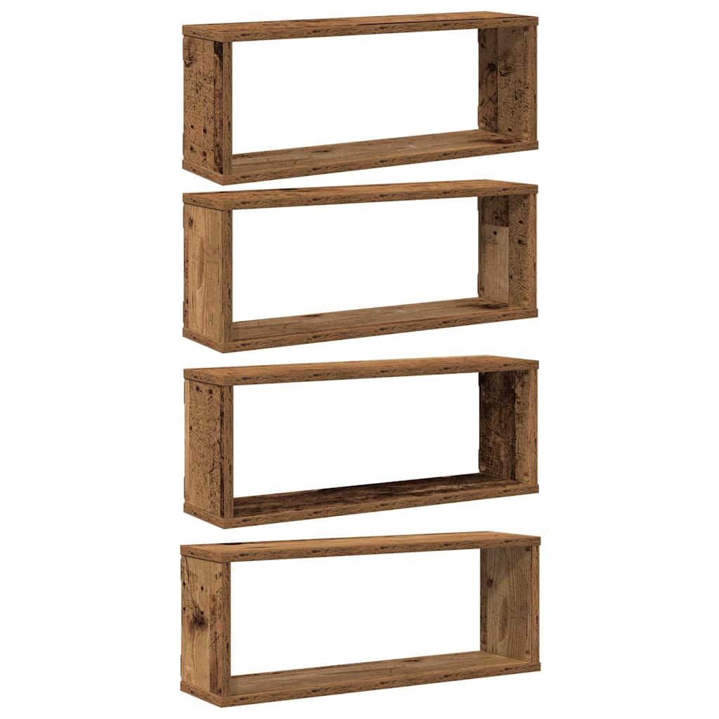 Wall Cube Shelves 4 pcs Old Wood 60x15x23 cm Engineered Wood
