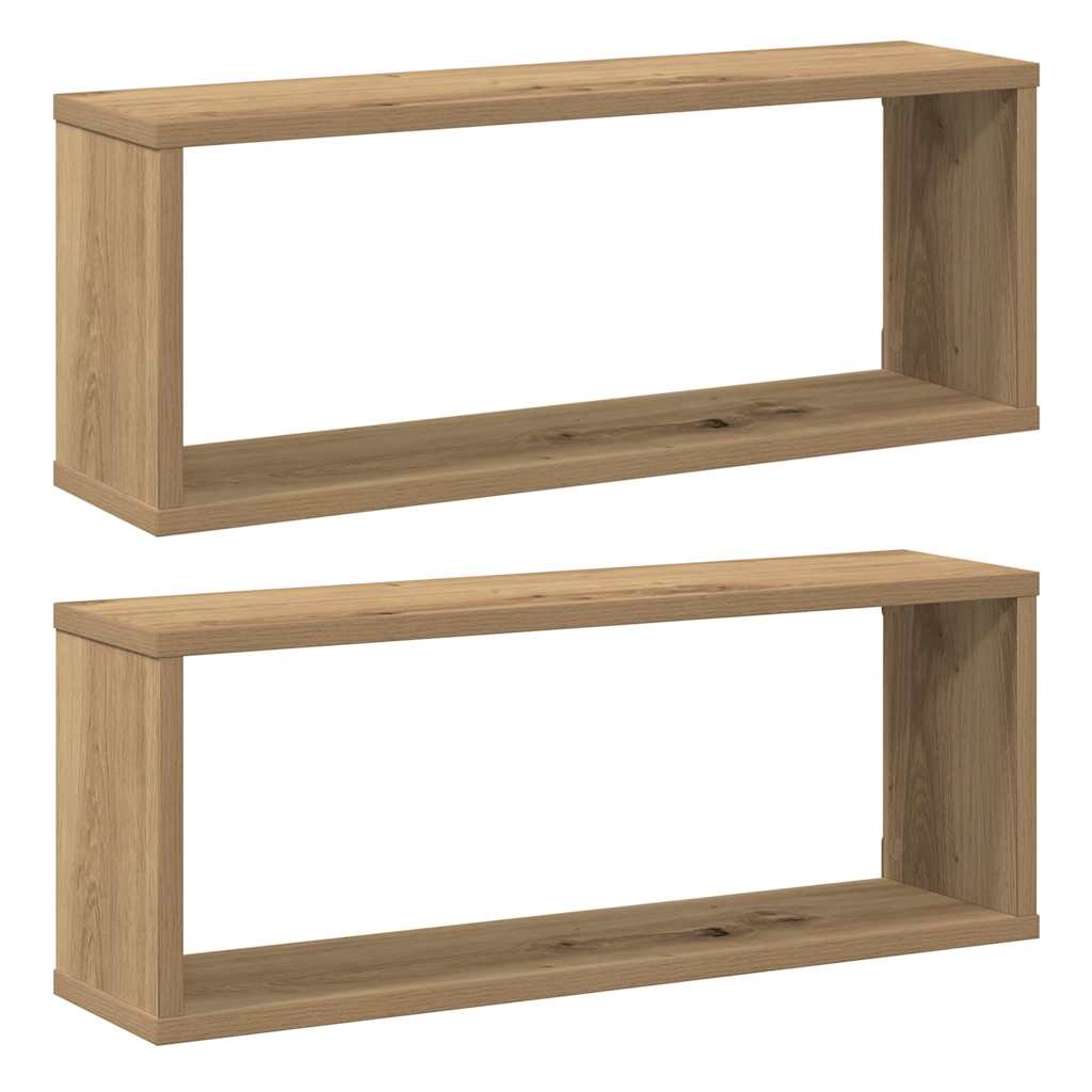 Wall Cube Shelves 2 pcs Artisan Oak 60x15x23 cm Engineered Wood