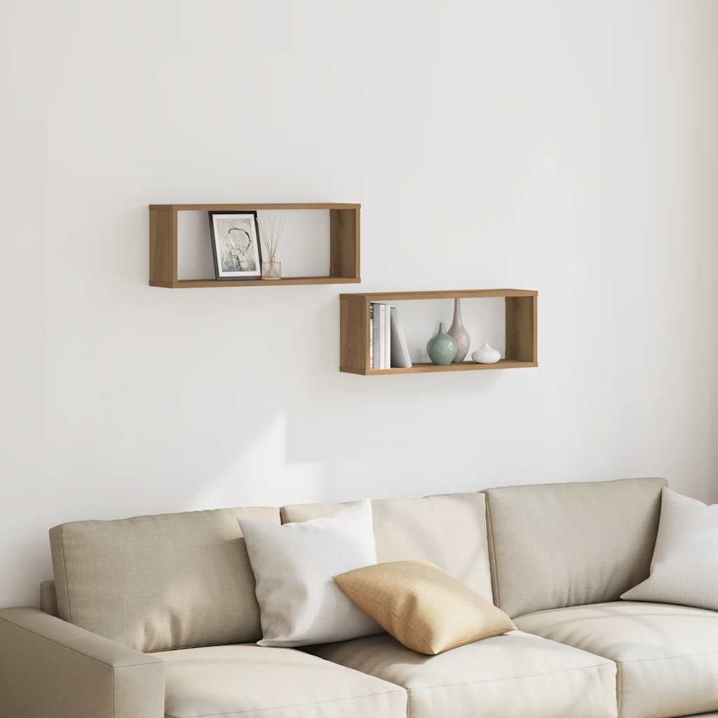 Wall Cube Shelves 2 pcs Artisan Oak 60x15x23 cm Engineered Wood
