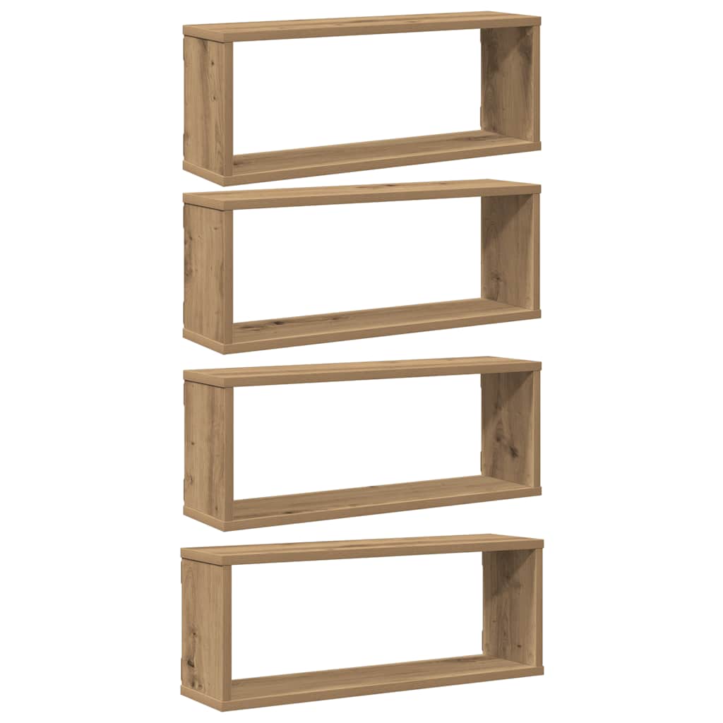 Wall Cube Shelves 4 pcs Artisan Oak 60x15x23 cm Engineered Wood