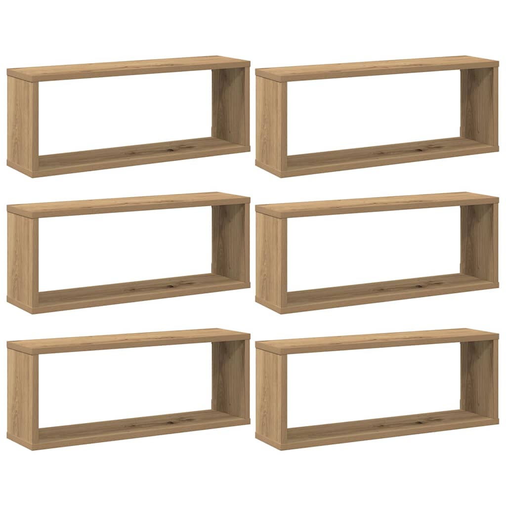 Wall Cube Shelves 6 pcs Artisan Oak 60x15x23 cm Engineered Wood