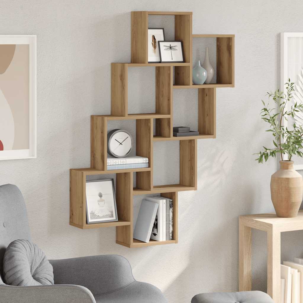 Wall Cube Shelf Artisan Oak 90x15x119.5 cm Engineered Wood