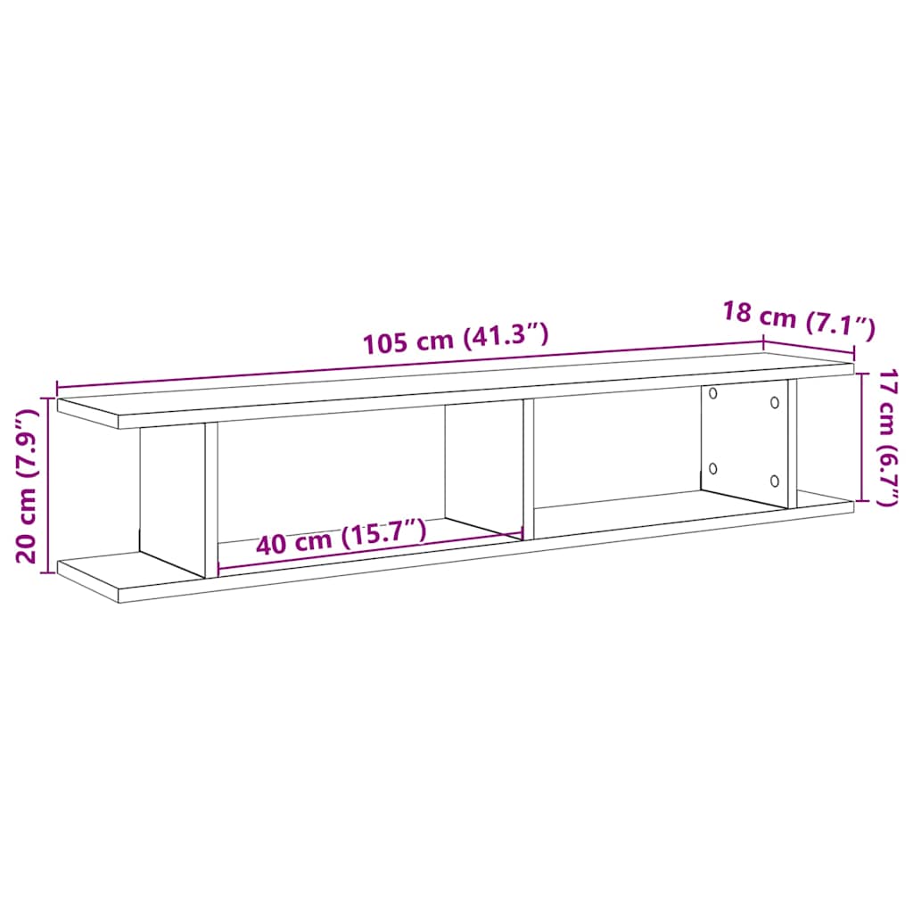 Wall Shelves 2 pcs Artisan Oak 105x18x20 cm Engineered Wood