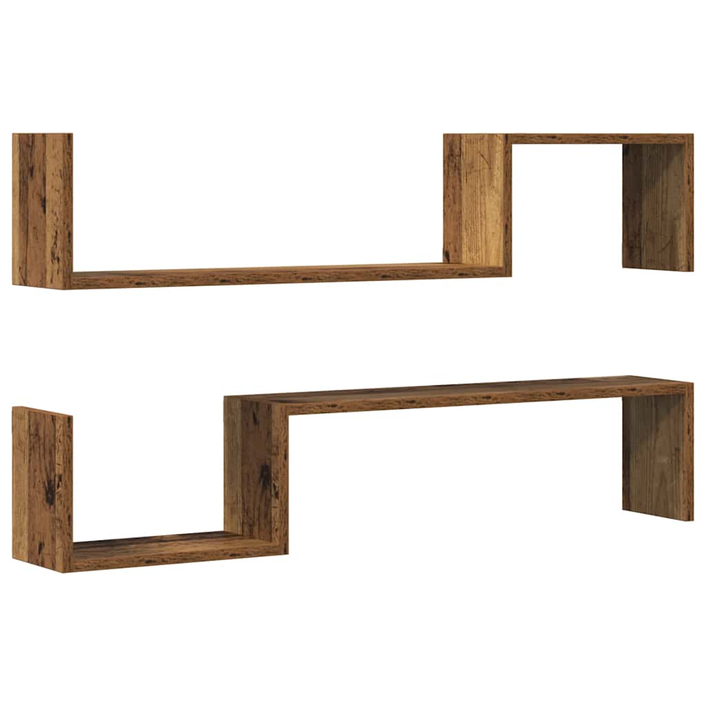 Wall Shelves 2 pcs Old Wood 100x15x20 cm Engineered Wood