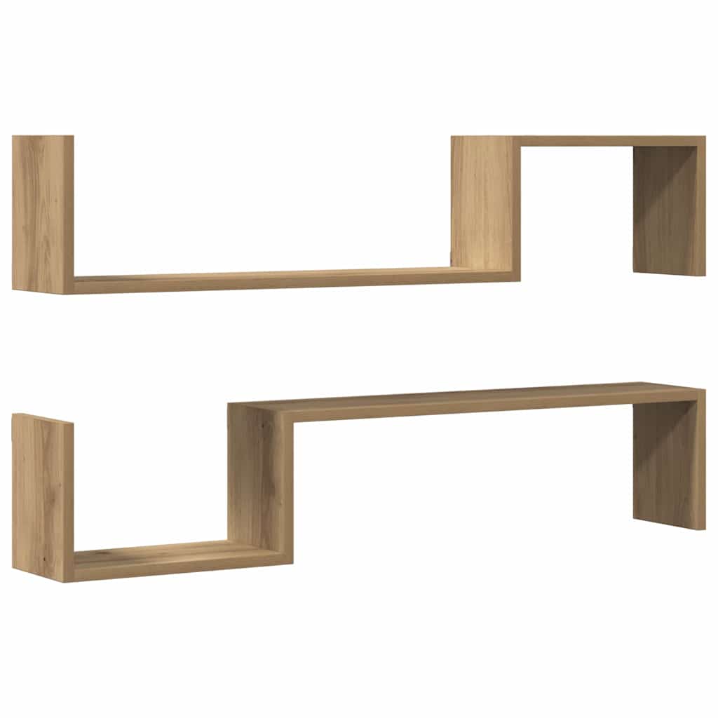 Wall Shelves 2 pcs Artisan Oak 100x15x20 cm Engineered Wood