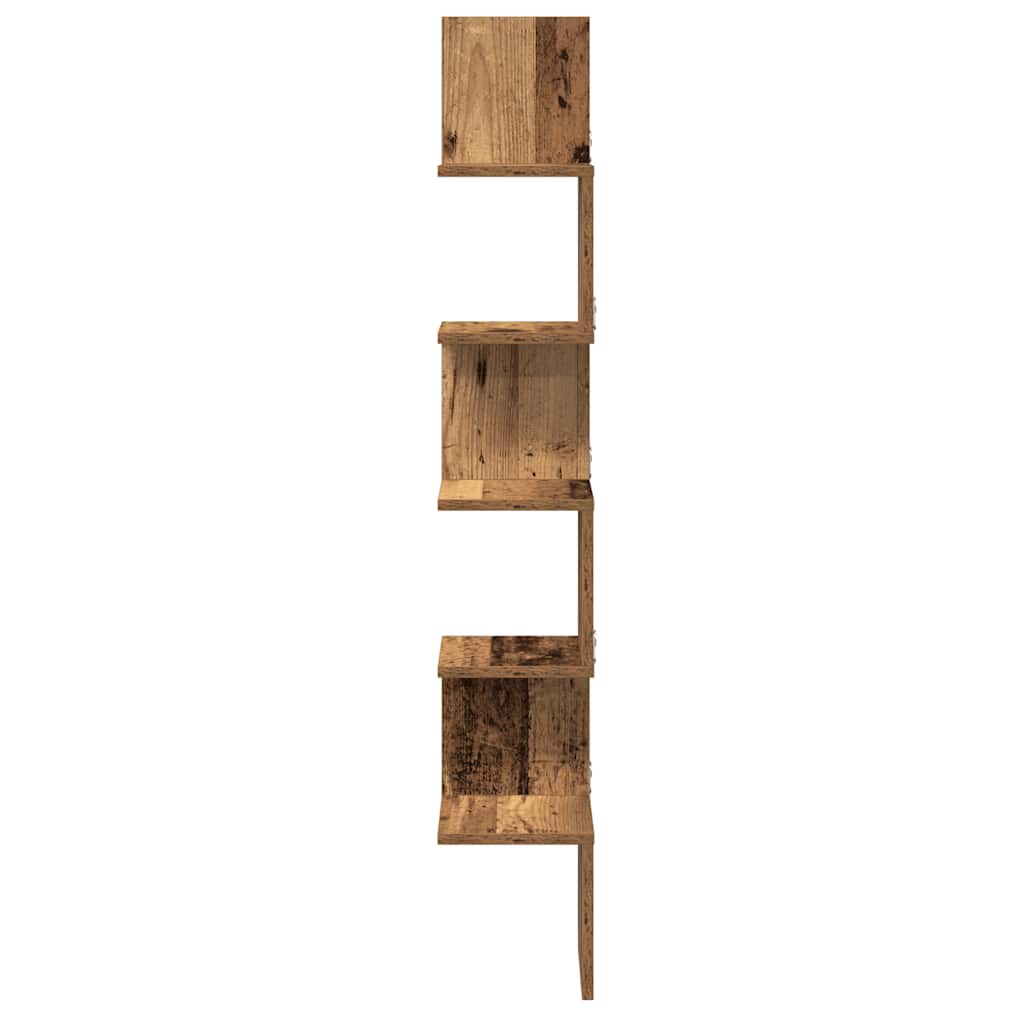 Wall Corner Shelf Old Wood 20x20x127,5 cm Engineered Wood