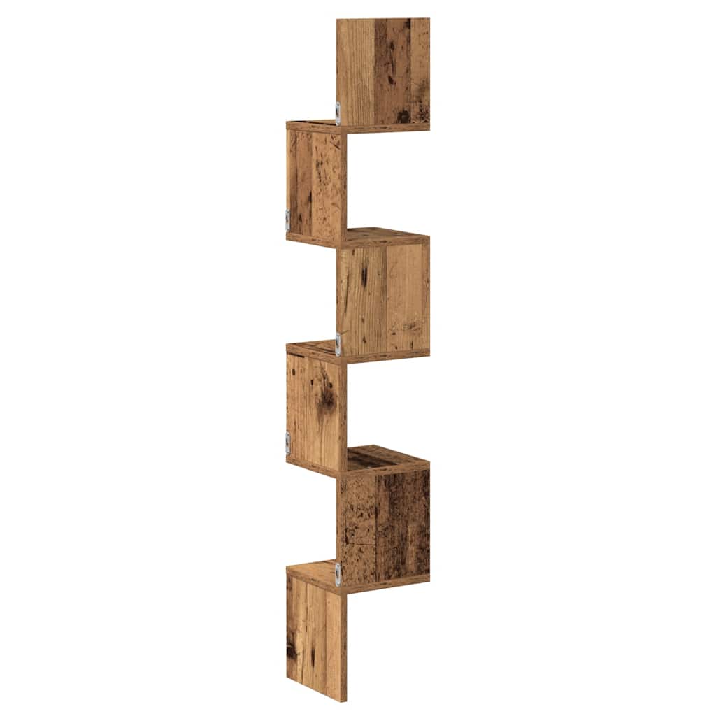 Wall Corner Shelf Old Wood 20x20x127,5 cm Engineered Wood