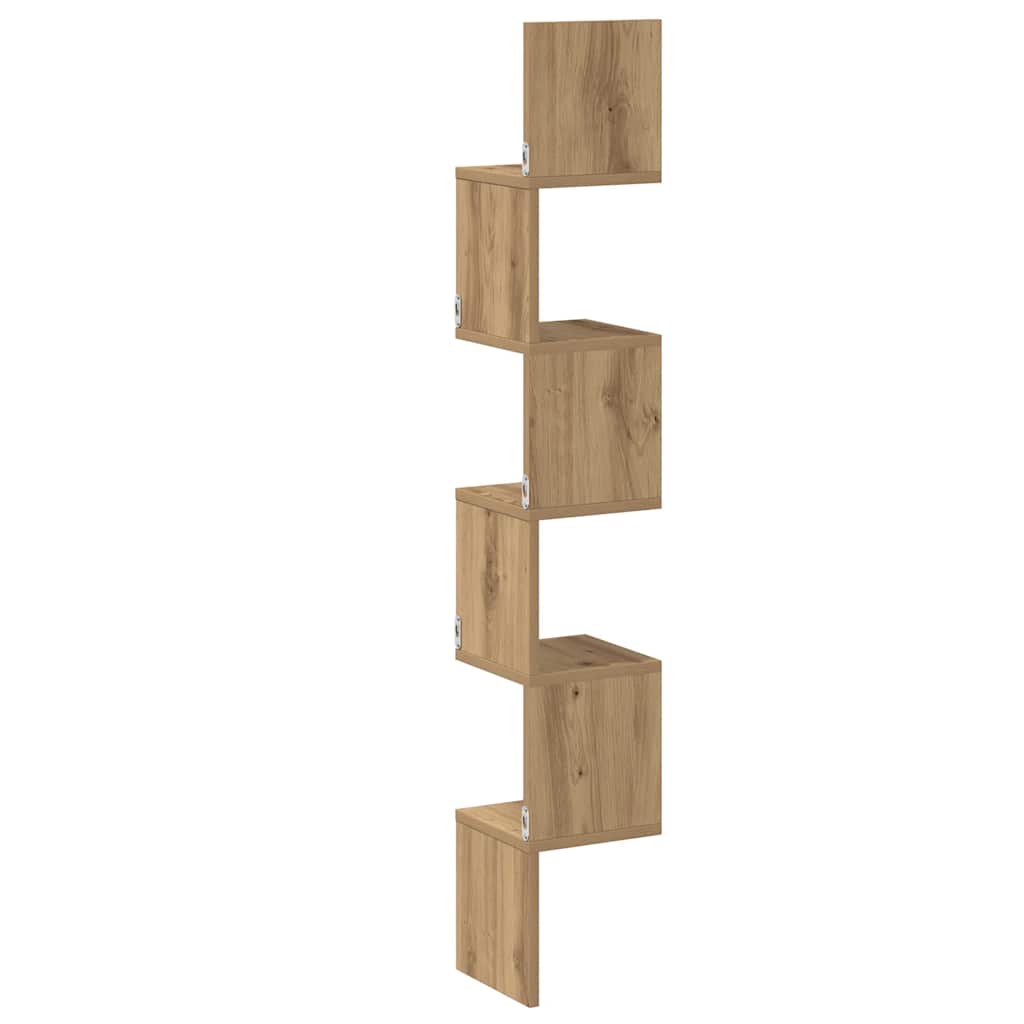 Wall Corner Shelf Artisan Oak 20x20x127.5 cm Engineered Wood