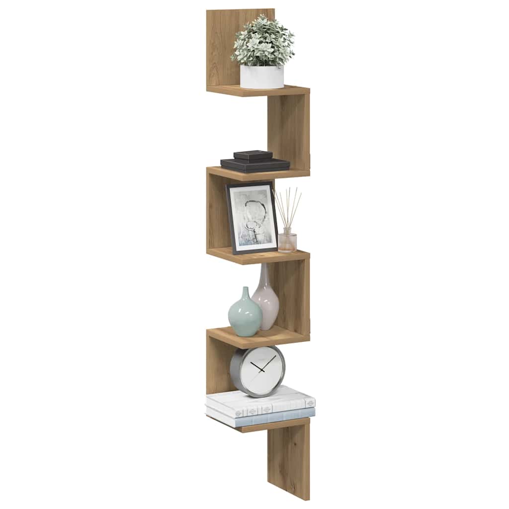 Wall Corner Shelf Artisan Oak 20x20x127.5 cm Engineered Wood