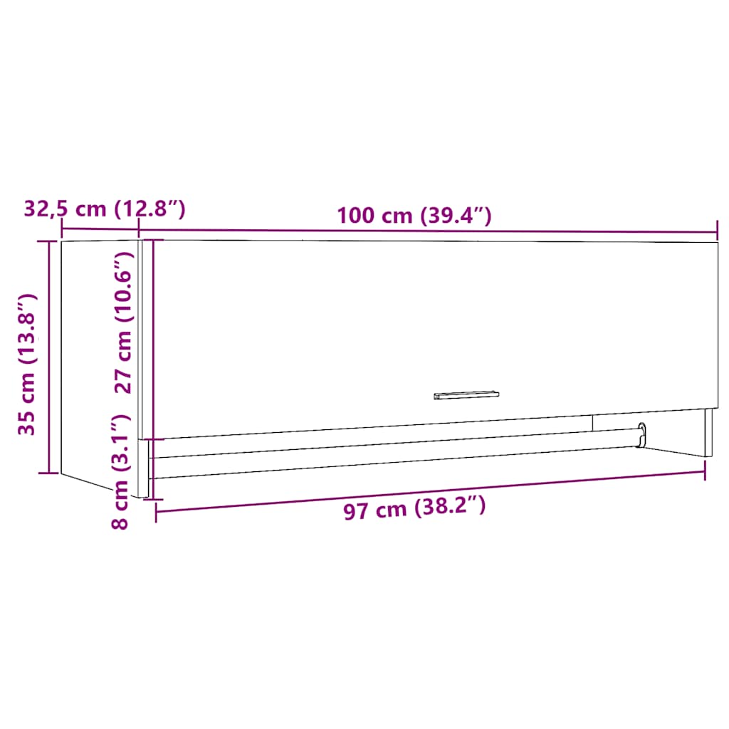 vidaXL Wardrobe Old Wood 100x32.5x35 cm Engineered Wood