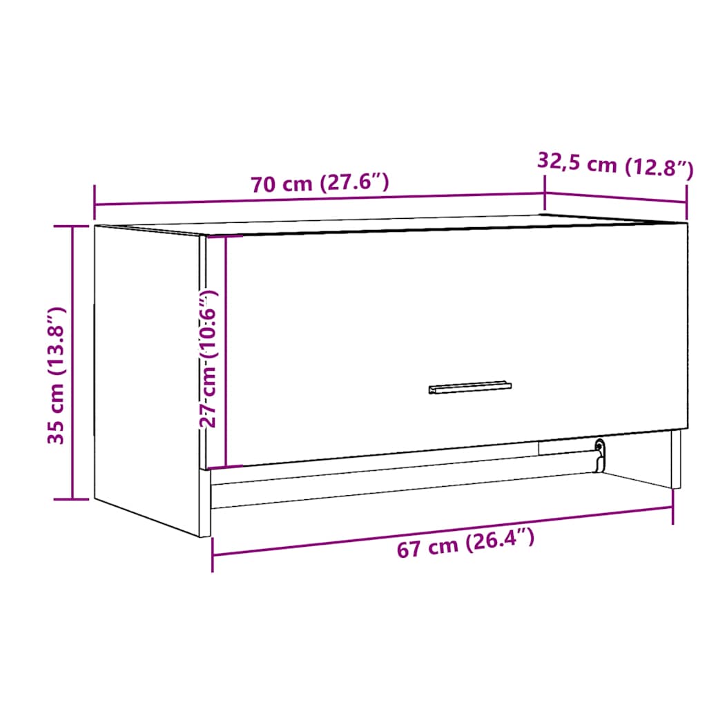 vidaXL Wardrobe Old Wood 70x32.5x35 cm Engineered Wood