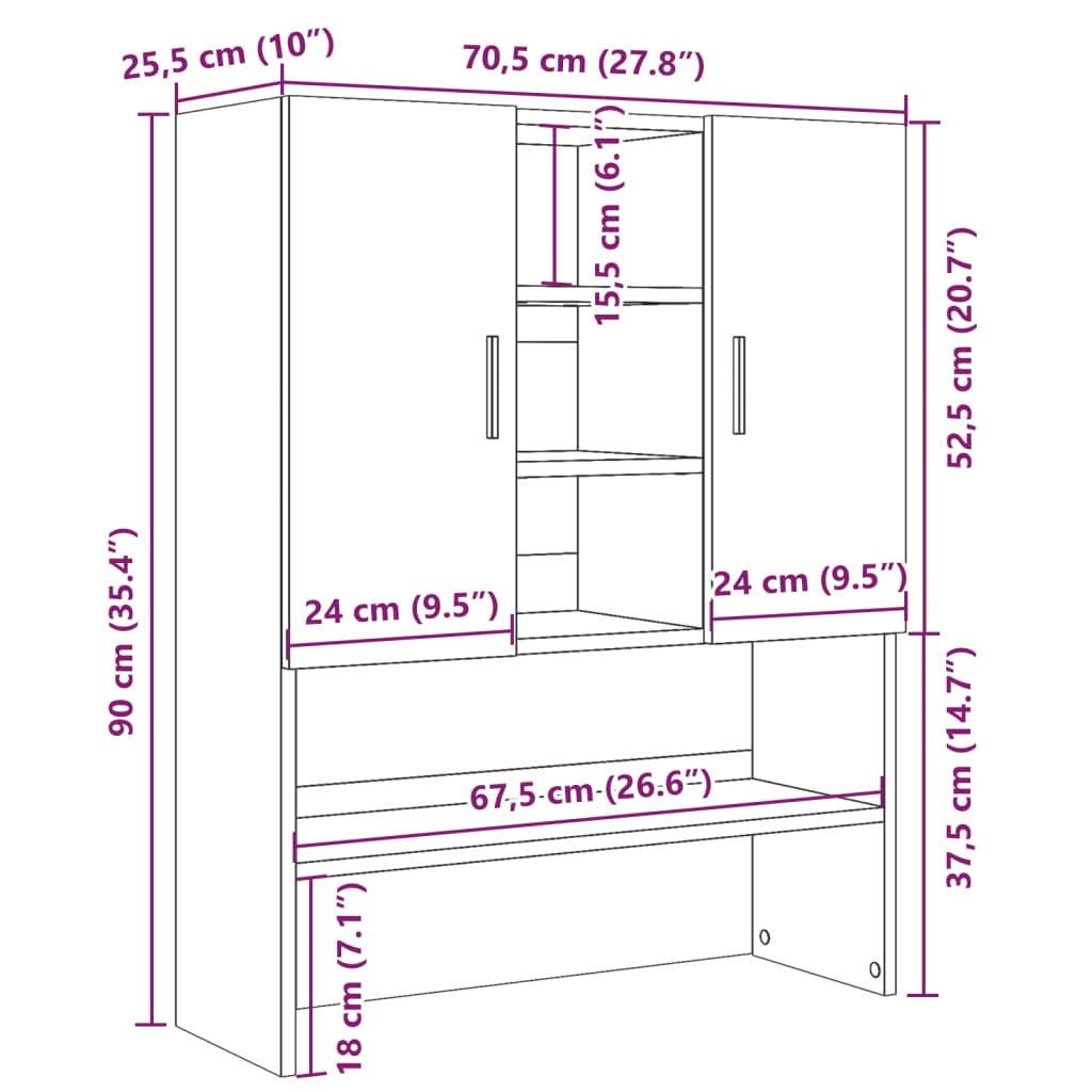 Washing Machine Cabinet Concrete Grey 70,5x25,5x90 cm