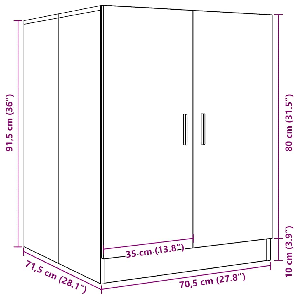 Washing Machine Cabinet Old Wood 70,5x71,5x91,5 cm